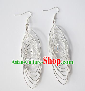 Traditional Chinese Miao Nationality Earrings Hmong Accessories Sliver Eardrop for Women