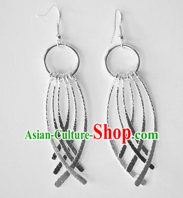Traditional Chinese Miao Nationality Tassel Earrings Hmong Accessories Sliver Eardrop for Women