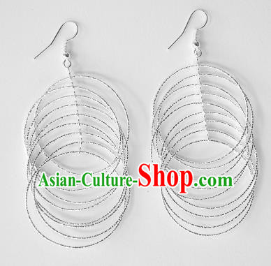Traditional Chinese Miao Nationality Earrings Rings Hmong Accessories Sliver Eardrop for Women