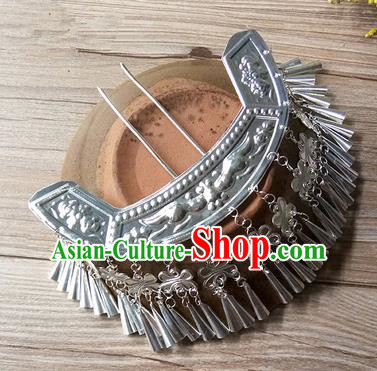Traditional Chinese Miao Nationality Hair Accessories Tassel Sliver Hairpins Hmong Hair Clip Headwear for Women