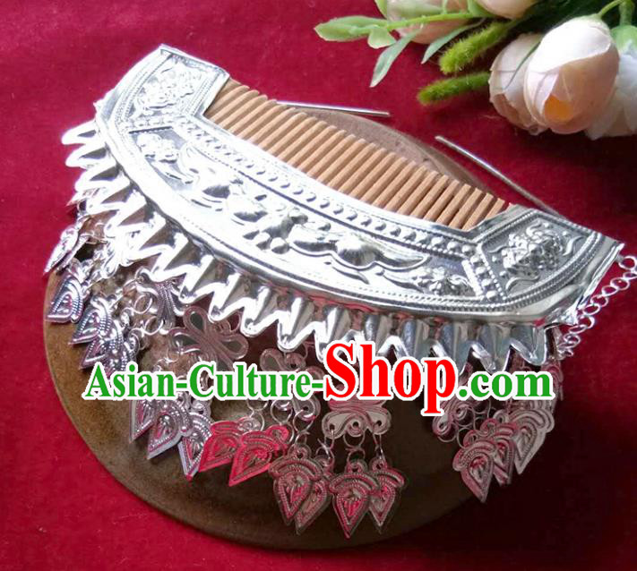 Traditional Chinese Miao Nationality Hair Accessories Hairpins Headwear Hmong Miao Tassel Hair Comb for Women