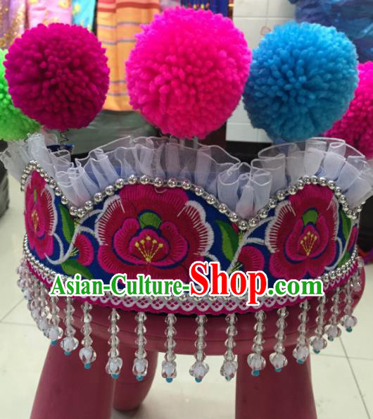 Traditional Chinese Miao Nationality Dance Clothing Hmong Ethnic Minority Costumes and Headwear