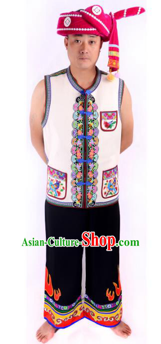 Traditional Chinese Yi Nationality Dance Costume China Ethnic Minority Embroidered Clothing for Men