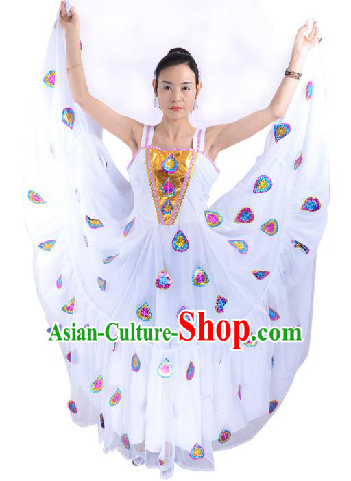 Traditional Chinese Pavane Dance Costume, China Folk Dance Peacock Dance Dress Clothing for Women