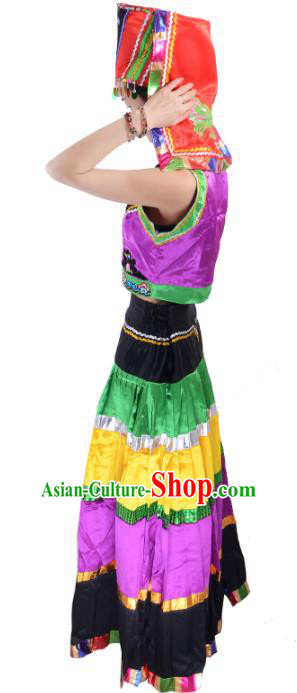 Traditional Chinese Miao Nationality Dance Clothing Hmong Ethnic Minority Costumes and Headwear