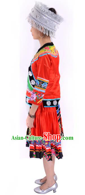 Traditional Chinese Miao Nationality Dance Clothing Hmong Ethnic Minority Costumes and Headwear