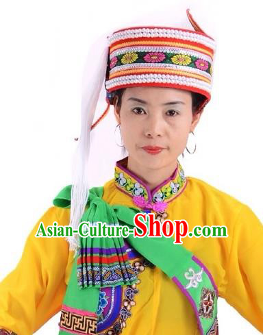 Traditional Chinese Bai Nationality Hair Accessories Ethnic Minority Embroidered Hats Headwear for Women