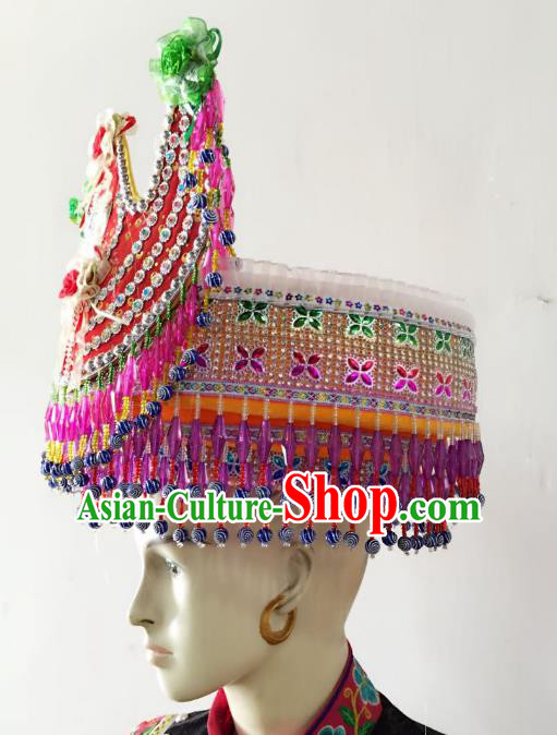 Traditional Chinese Miao Nationality Dance Clothing Hmong Ethnic Minority Costumes and Headwear