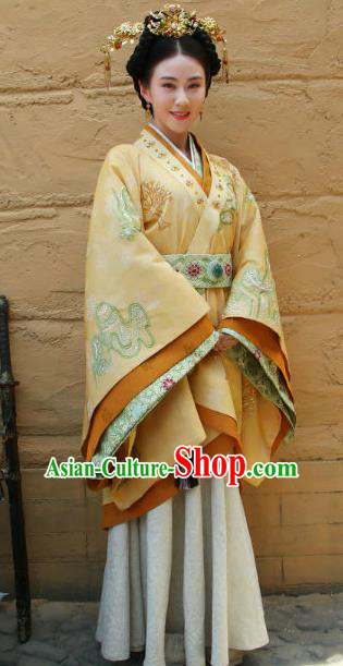 Ancient Chinese Han Dynasty Palace Lady Countess of Major General Wei Qing Hanfu Dress Replica Costume for Women