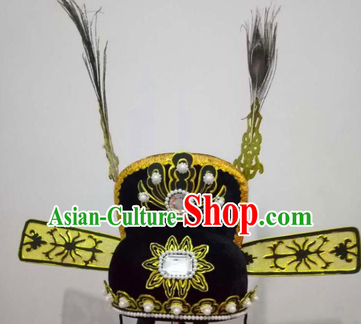 Traditional Chinese Beijing Opera Niche Hair Accessories Black Hats Peking Opera Scholar Headwear