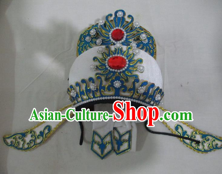 Traditional Chinese Beijing Opera Niche Hair Accessories White Hats Peking Opera Young Men Headwear