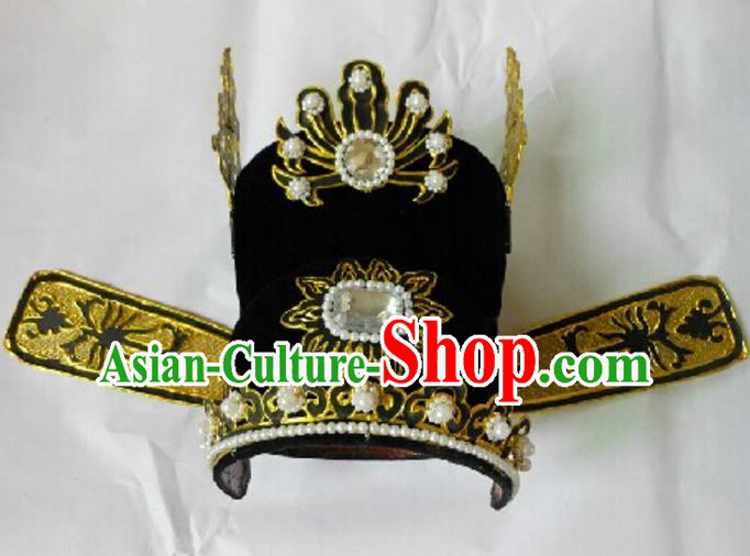 Traditional Chinese Beijing Opera Niche Black Hats Hair Accessories Peking Opera Headwear