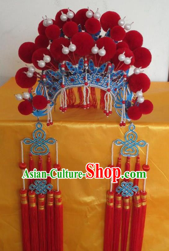 Traditional Chinese Beijing Opera Hair Accessories Princess Red Phoenix Coronet Peking Opera Actress Headwear