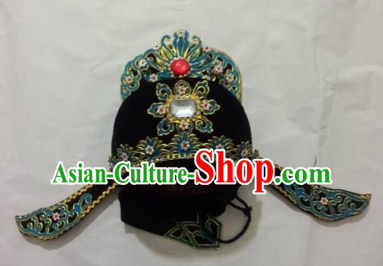 Traditional Chinese Beijing Opera Young Men Black Hats Hair Accessories Peking Opera Niche Headwear