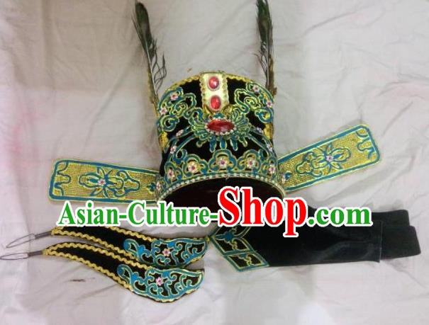 Traditional Chinese Beijing Opera Young Men Black Hats Peking Opera Niche Headwear