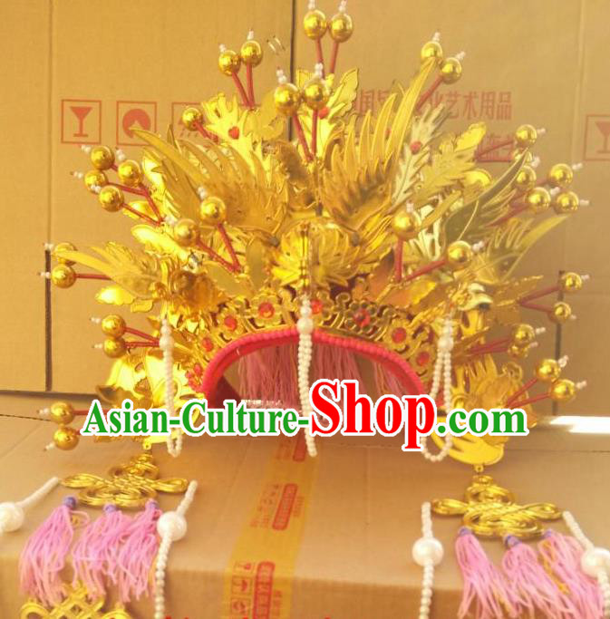 Traditional Chinese Beijing Opera Bride Golden Phoenix Coronet Peking Opera Actress Headwear