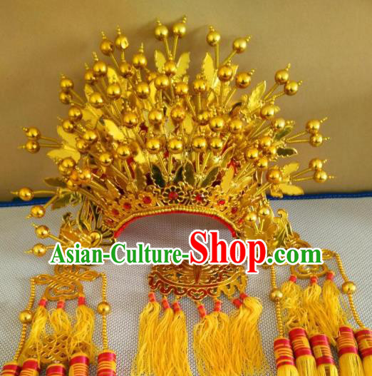 Traditional Chinese Beijing Opera Diva Golden Butterfly Phoenix Coronet Peking Opera Actress Hats Headwear