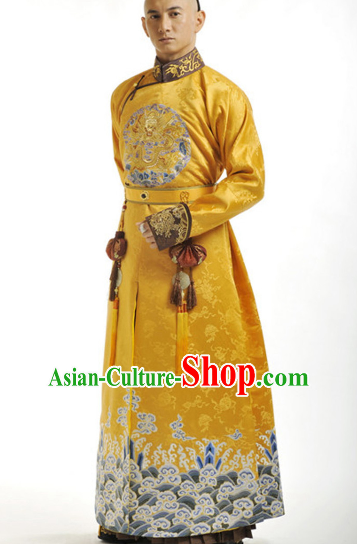 Traditional Chinese Qing Dynasty Manchu Prince Emperor Robe Clothing for Men