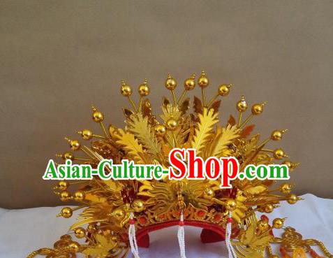 Traditional Chinese Beijing Opera Diva Handmade Golden Phoenix Coronet Peking Opera Actress Hats Headwear