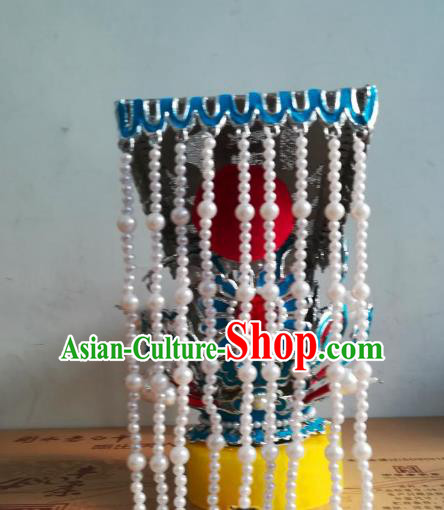 Traditional Chinese Beijing Opera Emperor Hair Accessories Peking Opera Tassel Hair Crown Headwear