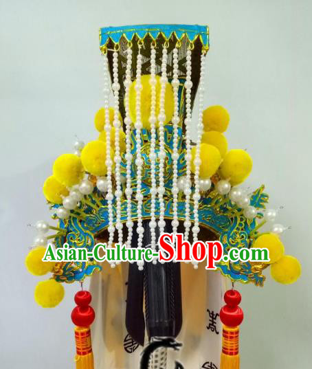 Traditional Chinese Beijing Opera Emperor Hair Accessories Tassel Hair Crown Peking Opera Headwear