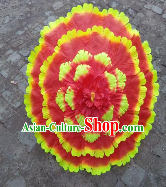 Chinese Folk Dance Props Accessories Stage Performance Orange Peony Umbrellas for Women