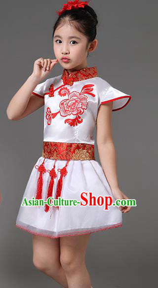 Traditional Chinese Classical Dance Costume, Children Folk Dance Chorus Dress for Kids