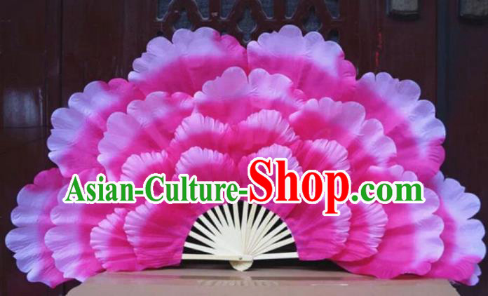 Chinese Folk Dance Props Accessories Stage Performance Pink Peony Folding Fans for Kids