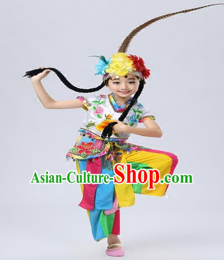 Top Grade China Folk Dance Costume Beijing Opera Costume Yangko Dance Clothing for Kids