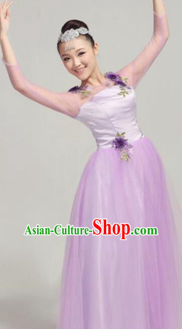 Top Grade Modern Dance Costume Stage Performance Compere Clothing Chorus Lilac Dress for Women