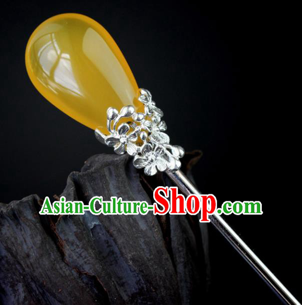 Chinese Ancient Handmade Hair Accessories Yellow Hair Stick Hairpins for Women