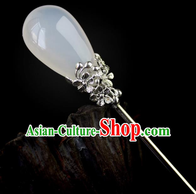 Chinese Ancient Handmade Hair Accessories White Hair Stick Hairpins for Women