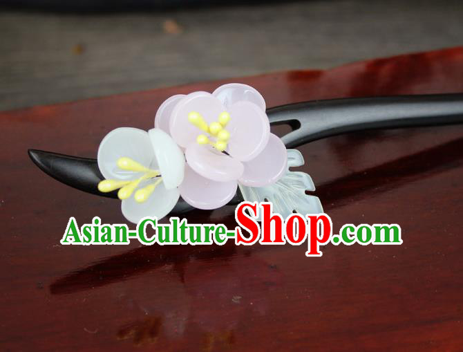 Chinese Ancient Handmade Hair Accessories Flowers Ebony Hairpins for Women