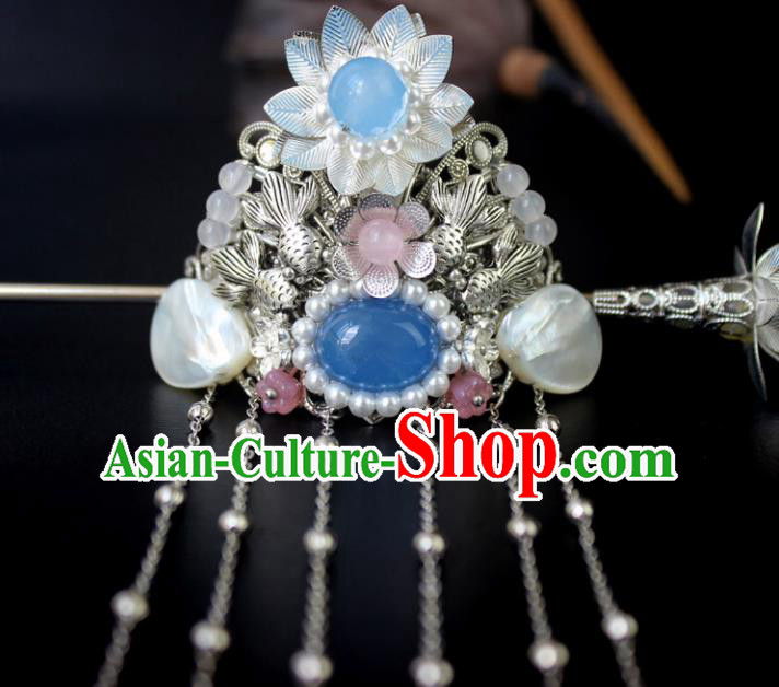 Chinese Ancient Handmade Hair Accessories Classical Hairpins Tassel Hair Crown for Women