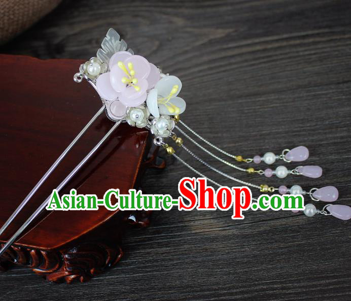 Chinese Ancient Handmade Hair Accessories Flowers Tassel Step Shake Hairpins for Women