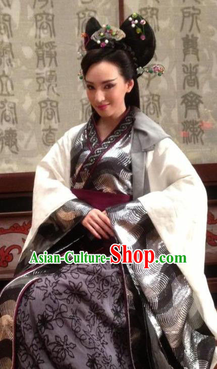 Ancient Chinese Han Dynasty Imperial Concubine Traditional Replica Costume Palace Lady Hanfu Dress for Women