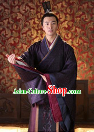 Traditional Ancient Chinese Han Dynasty Nobility Childe Lv Lu Replica Costume for Men