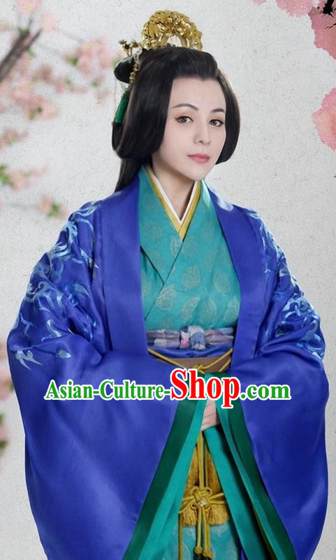 Ancient Traditional Chinese Han Dynasty Princess Consort Nan Yang Replica Costume Hanfu Dress for Women