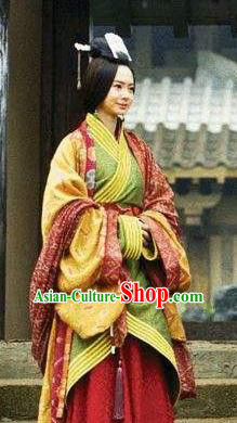 Ancient Traditional Chinese Eastern Han Dynasty Coquette Wei Yue Hanfu Dress Replica Costume for Women