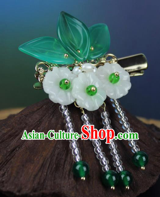 Chinese Ancient Handmade Hair Accessories Classical Hairpins Jade Flowers Hair Claw for Women