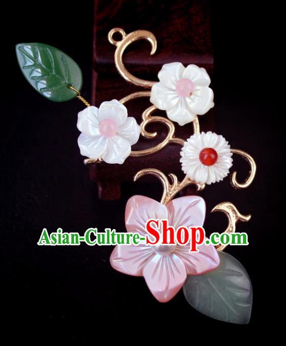 Chinese Ancient Handmade Hair Accessories Classical Hairpins Hanfu Shell Flowers Hair Stick for Women