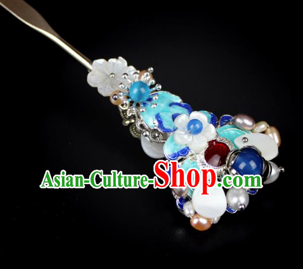 Chinese Ancient Handmade Hair Accessories Blueing Hair Clip Classical Hanfu Hairpins for Women