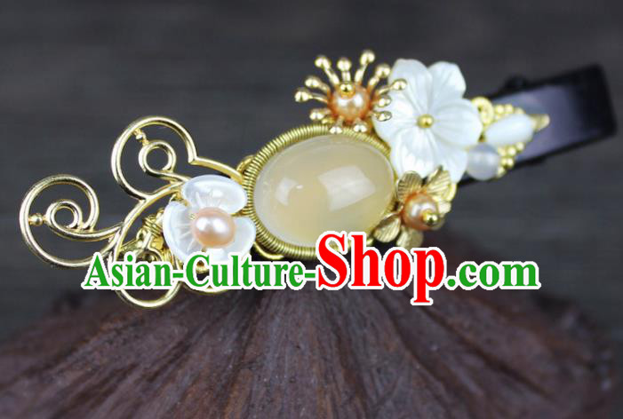 Chinese Ancient Handmade Hair Accessories Hair Claw Classical Hanfu Agate Hairpins for Women