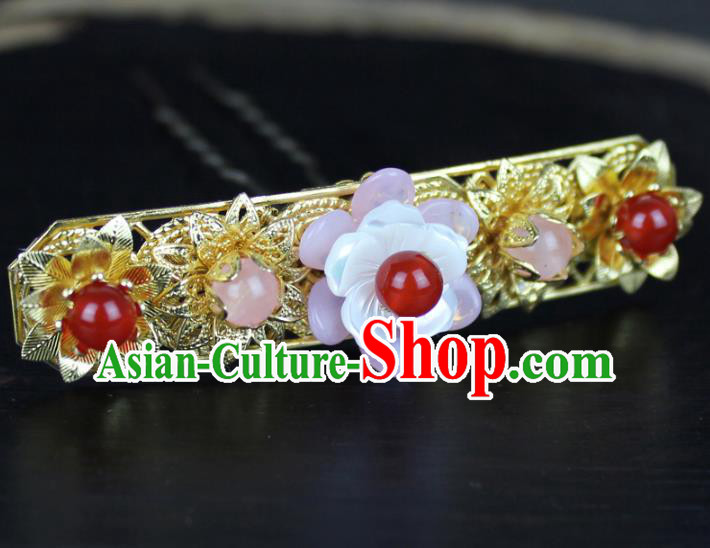 Chinese Ancient Handmade Hair Accessories Hair Stick Classical Hanfu Golden Hairpins for Women