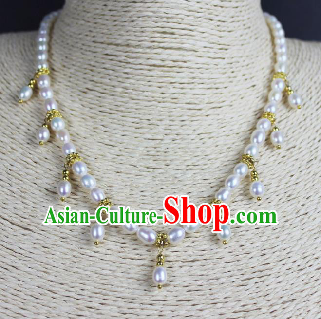 Chinese Ancient Handmade Accessories Necklace Pearls Necklet for Women
