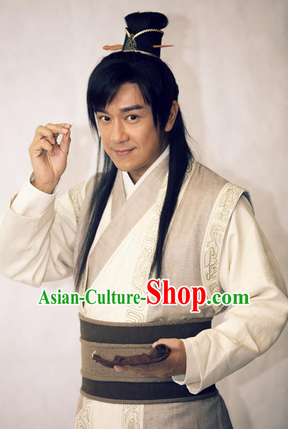 Traditional Chinese Wei and Jin Dynasties Medical Scientist Acupuncturist Huangpu Mi Replica Costume for Men