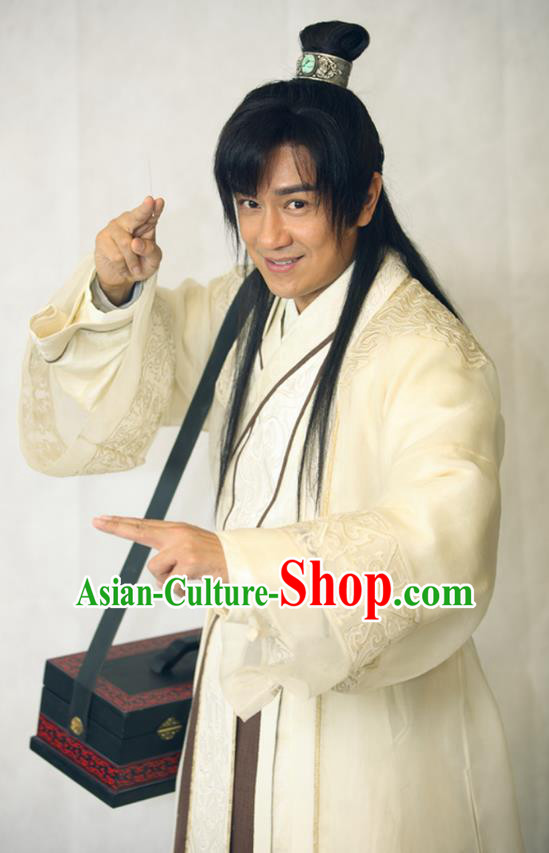 Traditional Chinese Wei and Jin Dynasties Physician Medical Scientist Acupuncturist Huangpu Mi Replica Costume for Men