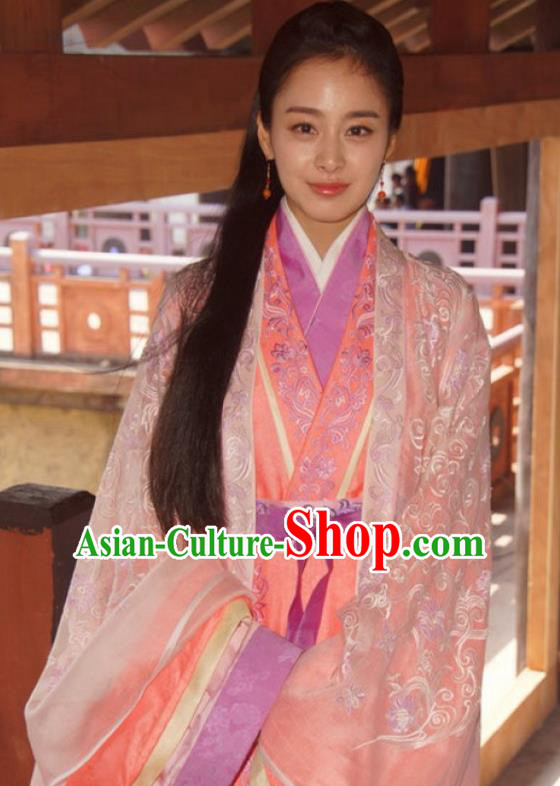 Chinese Ancient Wei and Jin Dynasties Nobility Lady Chi Xuan Wife of Wang Xizhi Hanfu Dress Replica Costume for Women