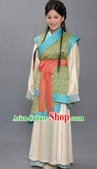 Chinese Ancient Warring States Period Young Lady Hanfu Dress Replica Costume for Women