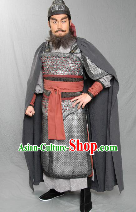 Chinese Ancient Three Kingdoms Period Kingdom Shu General Zhang Fei Helmet and Armour Replica Costume for Men